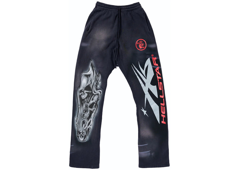 Hellstar Airbrushed Skull Flare Bottom Sweatpants