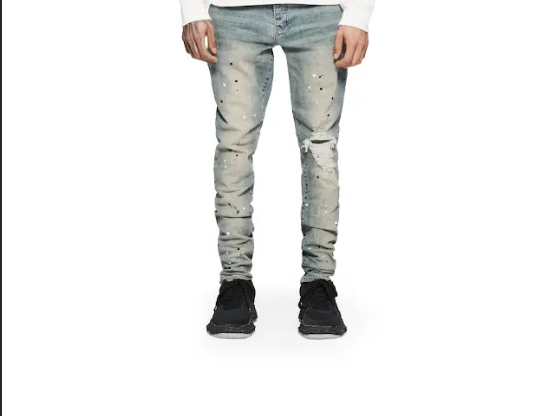 Purple Brand Indigo Mid Rise Destroy Paint Jeans